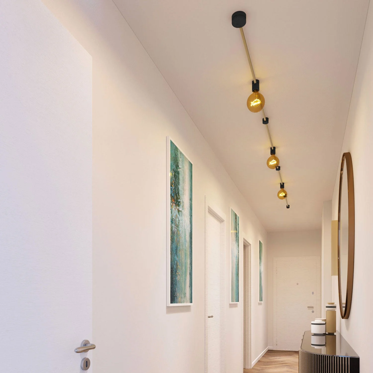 Système Filé Linear Kit - avec câble CN06 de 5 m pour guirlande lumineuse et 7 composants en bois peint en noir pour intérieur - Image 2