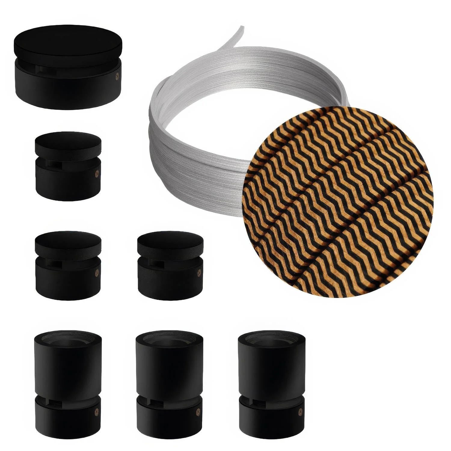 Système Filé Linear Kit - avec câble CZ22 de 5 m pour guirlande lumineuse et 7 composants en bois peint noir pour intérieur