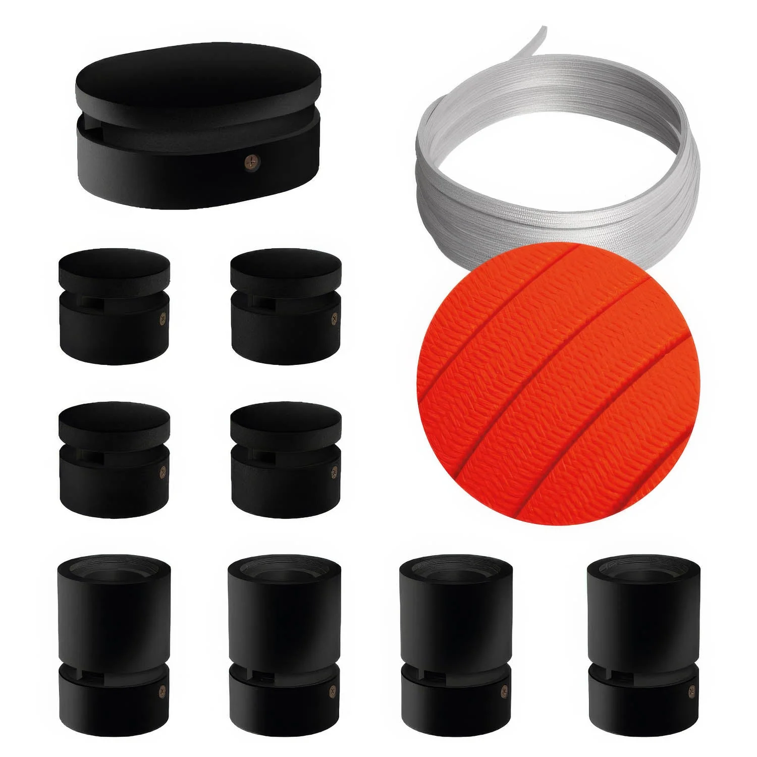 Kit Symmetric Filé - avec câble CF15 de 5 m pour guirlande lumineuse et 9 composants en bois peint en noir pour l’intérieur