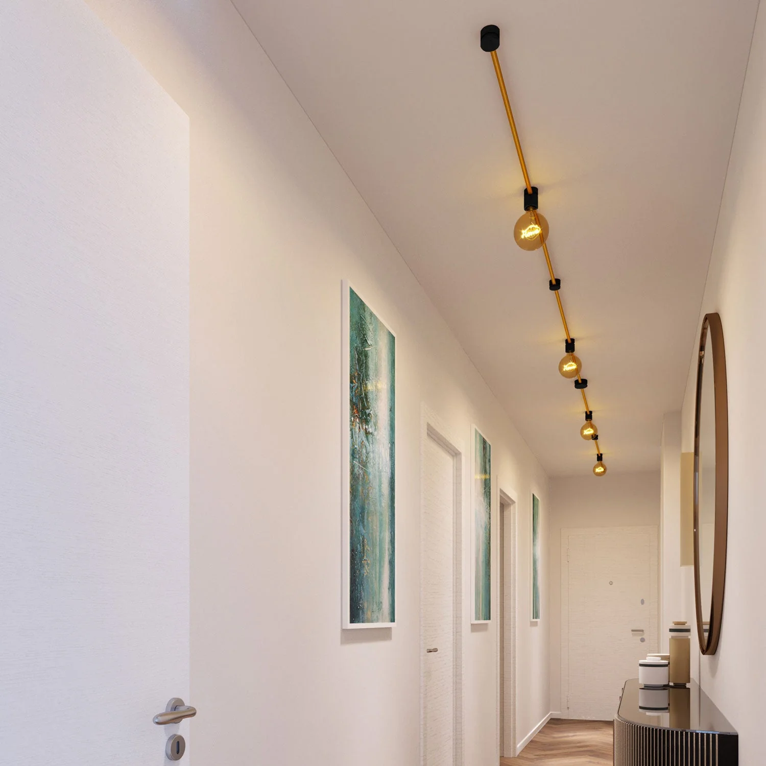 Système Filé Symmetric Kit - avec câble CM05 de 5 m pour guirlande lumineuse et 9 composants en bois peint en noir pour intérieur - Image 2