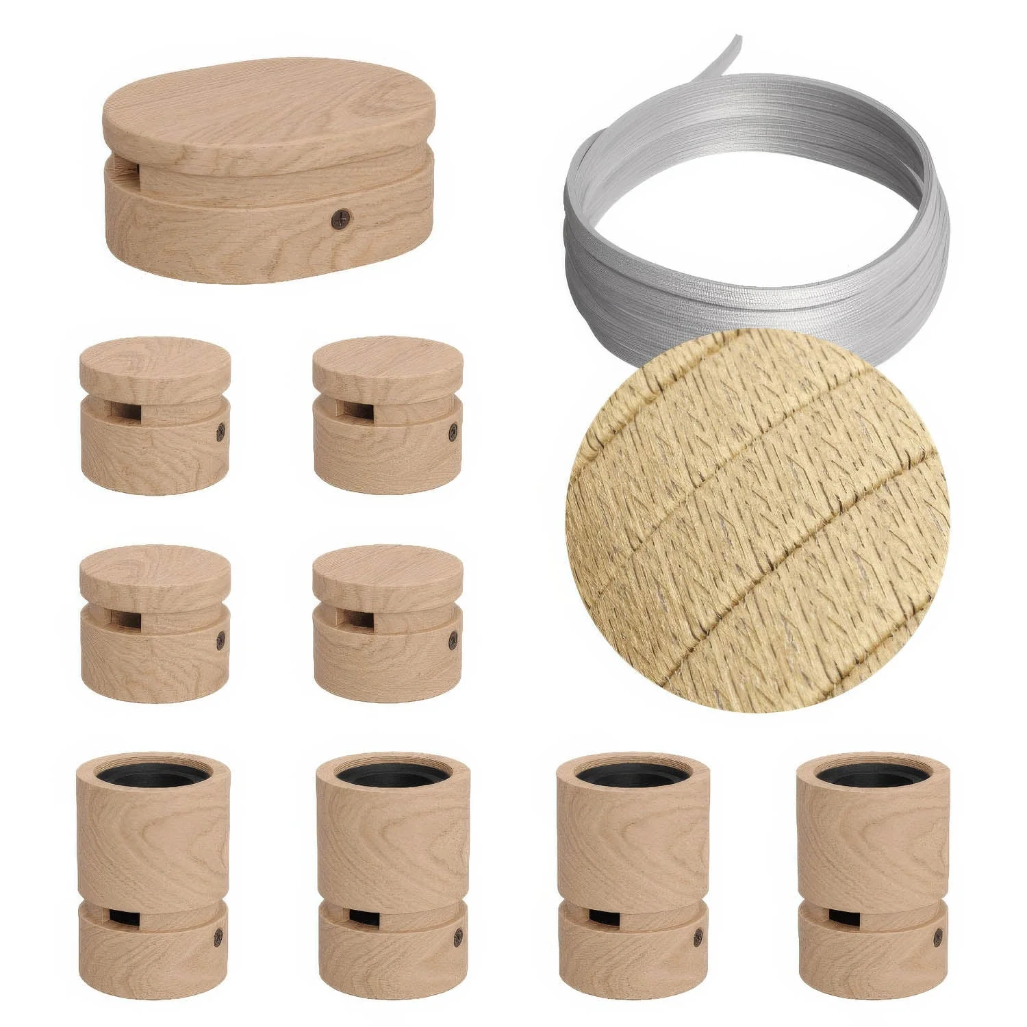 Kit Système Filé Symmetric - avec câble CN06 de 5 m pour guirlande lumineuse et 9 éléments en bois pour intérieur