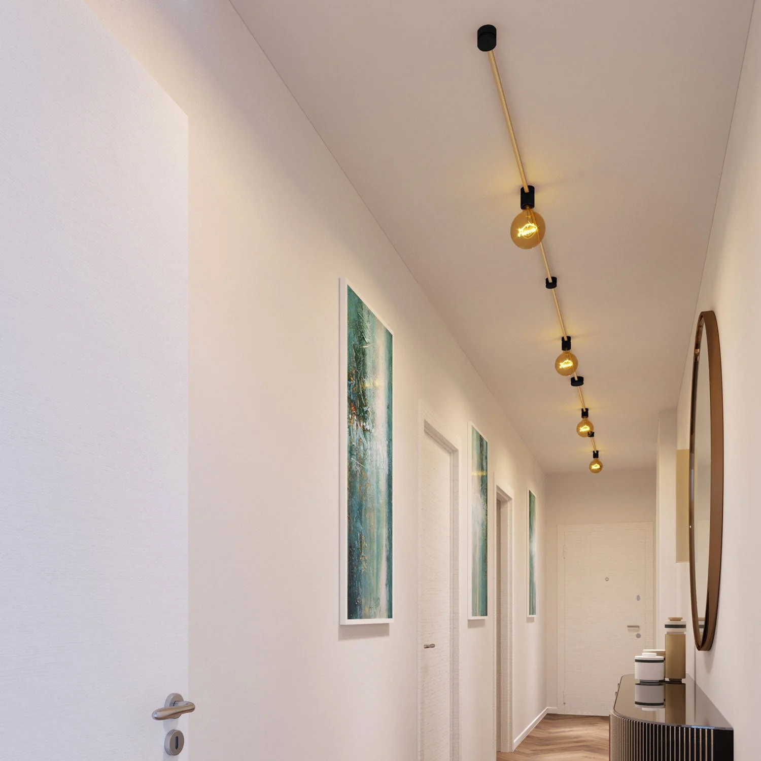 Système Filé Symmetric Kit - avec câble CN06 de 5 m pour guirlande lumineuse et 9 composants en bois laqué noir pour intérieur - Image 2