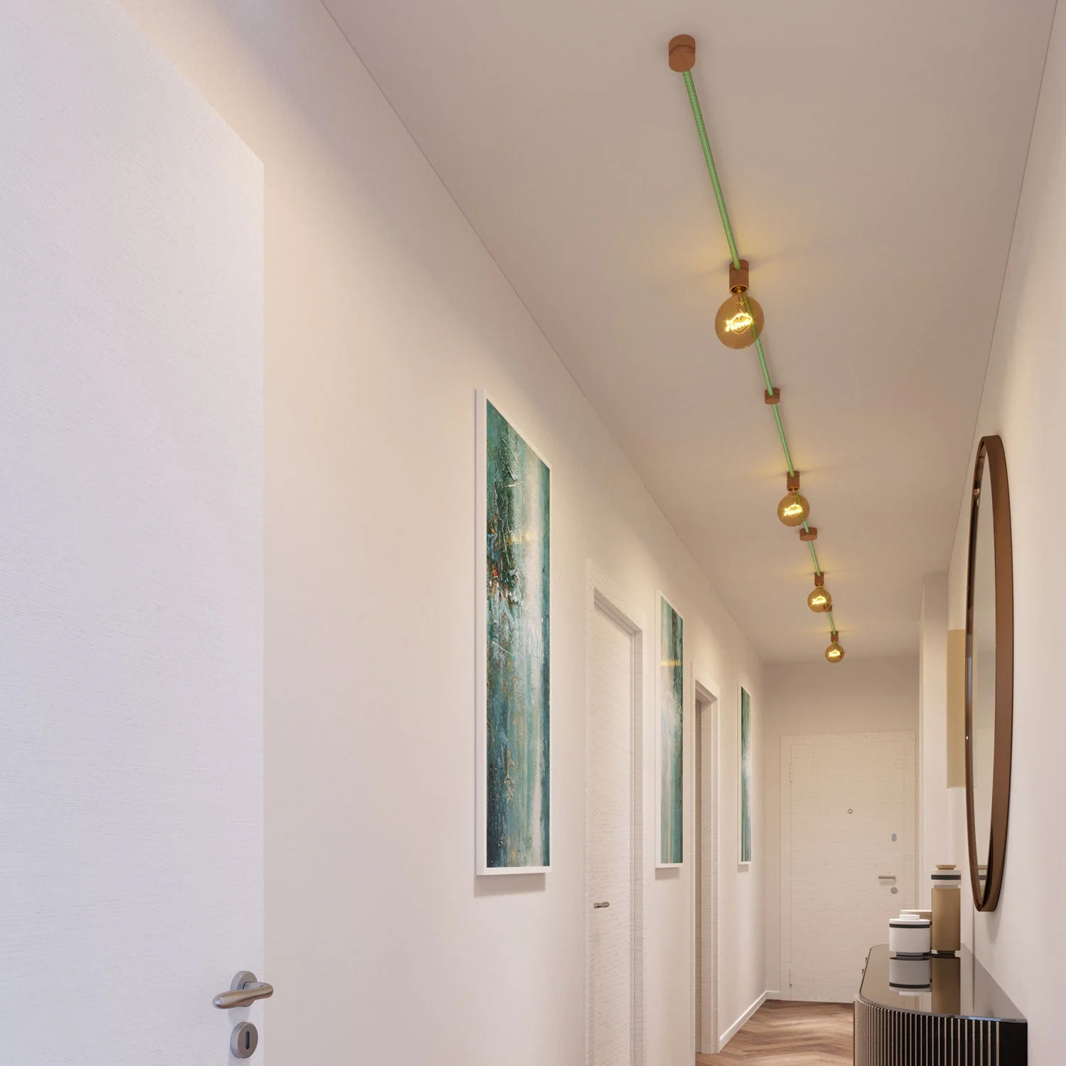 Système Filé Symmetric Kit - avec câble CX08 de 5 m pour guirlande lumineuse et 9 composants en bois pour intérieur - Image 2