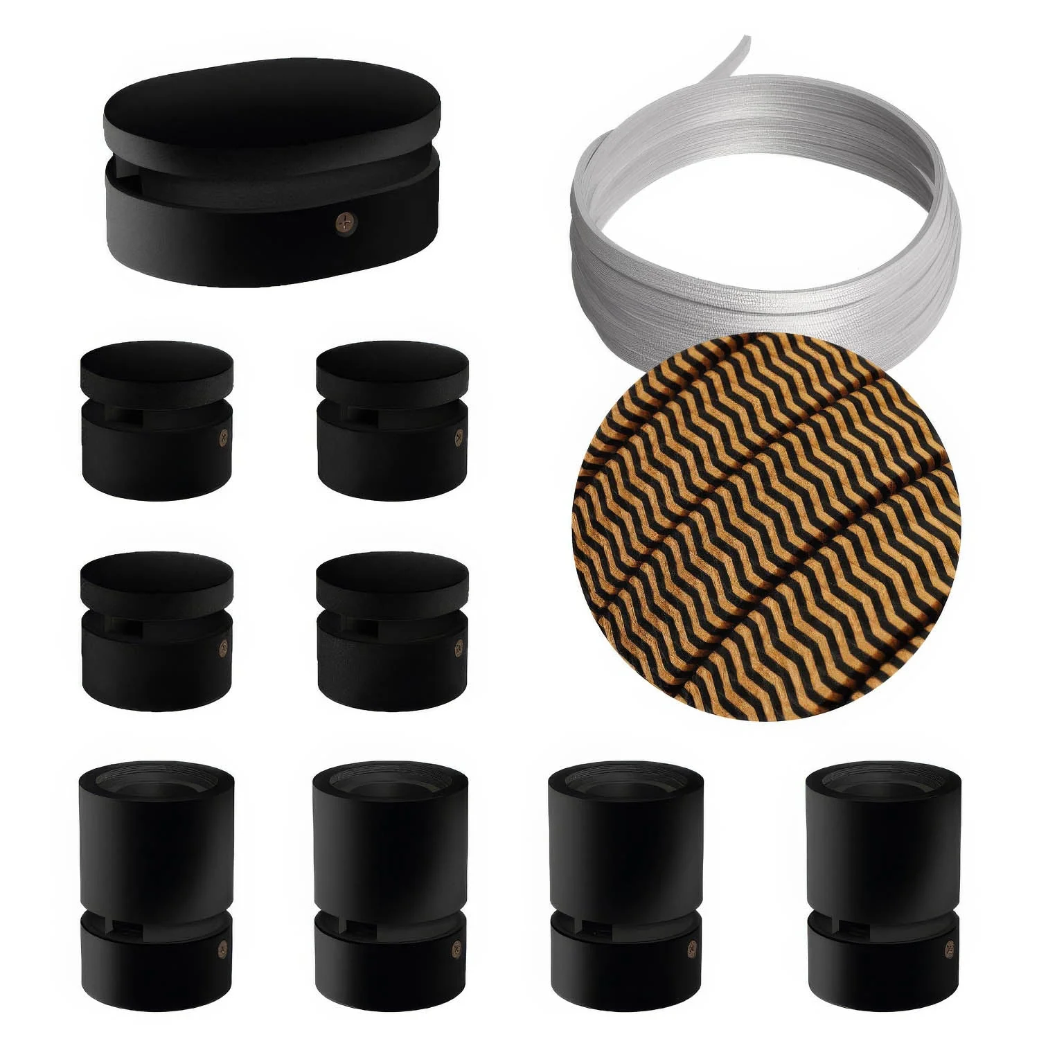 Système Filé Symmetric Kit - avec câble CZ22 de 5 m pour guirlande lumineuse et 9 éléments en bois peint noir pour intérieur