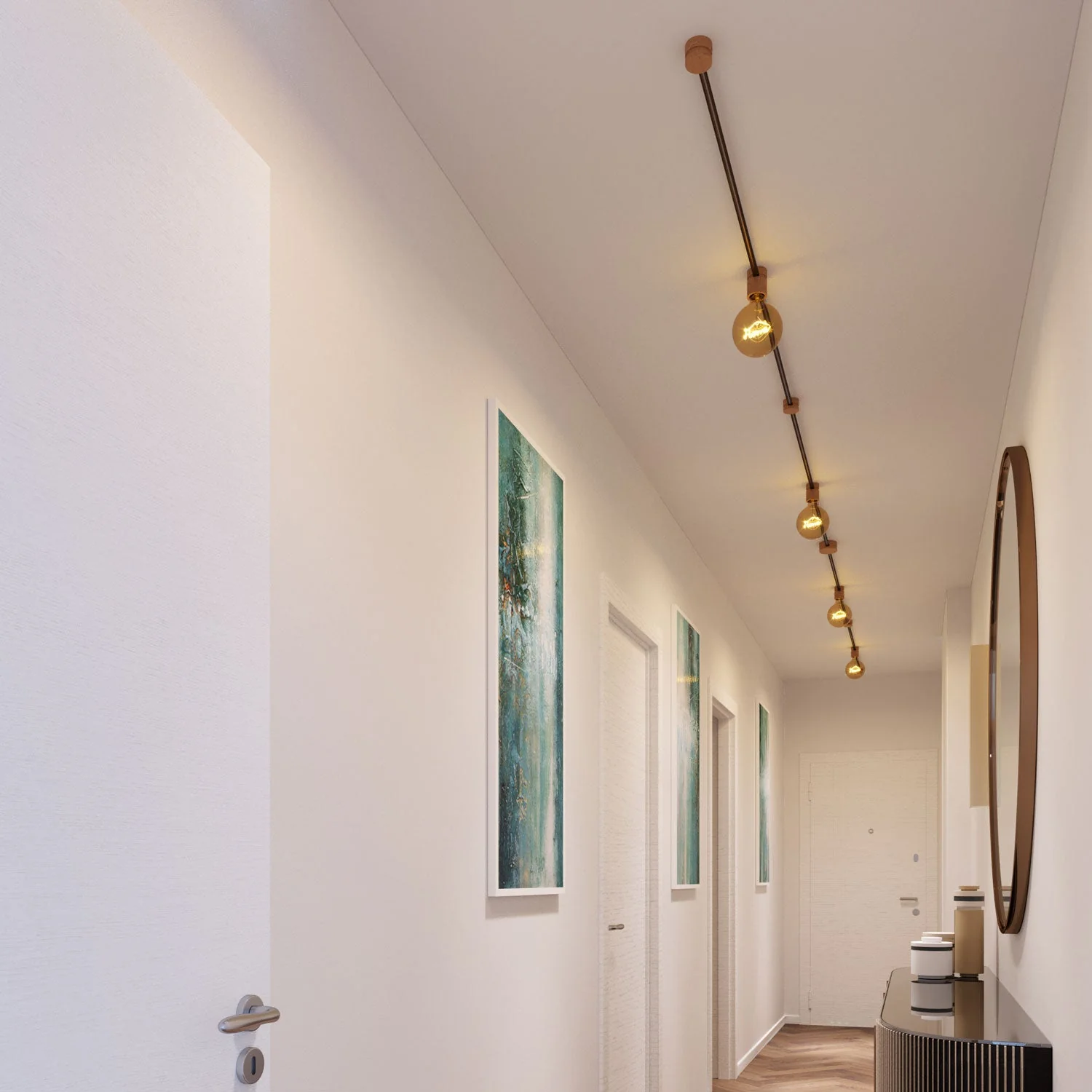 Système Filé Symmetric Kit - avec câble CZ22 de 5 m pour guirlande lumineuse et 9 composants en bois pour intérieur - Image 2