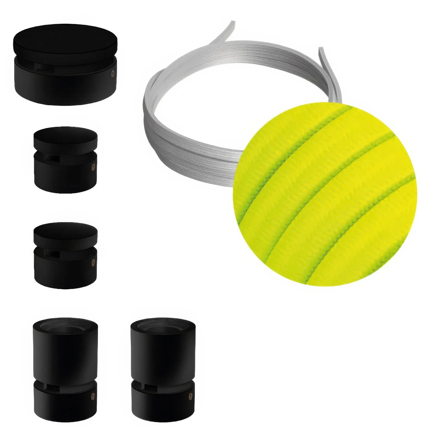 Système Filé Wiggle Kit - avec câble CF10 de 3 m pour guirlande lumineuse et 5 composants en bois peint en noir pour intérieur