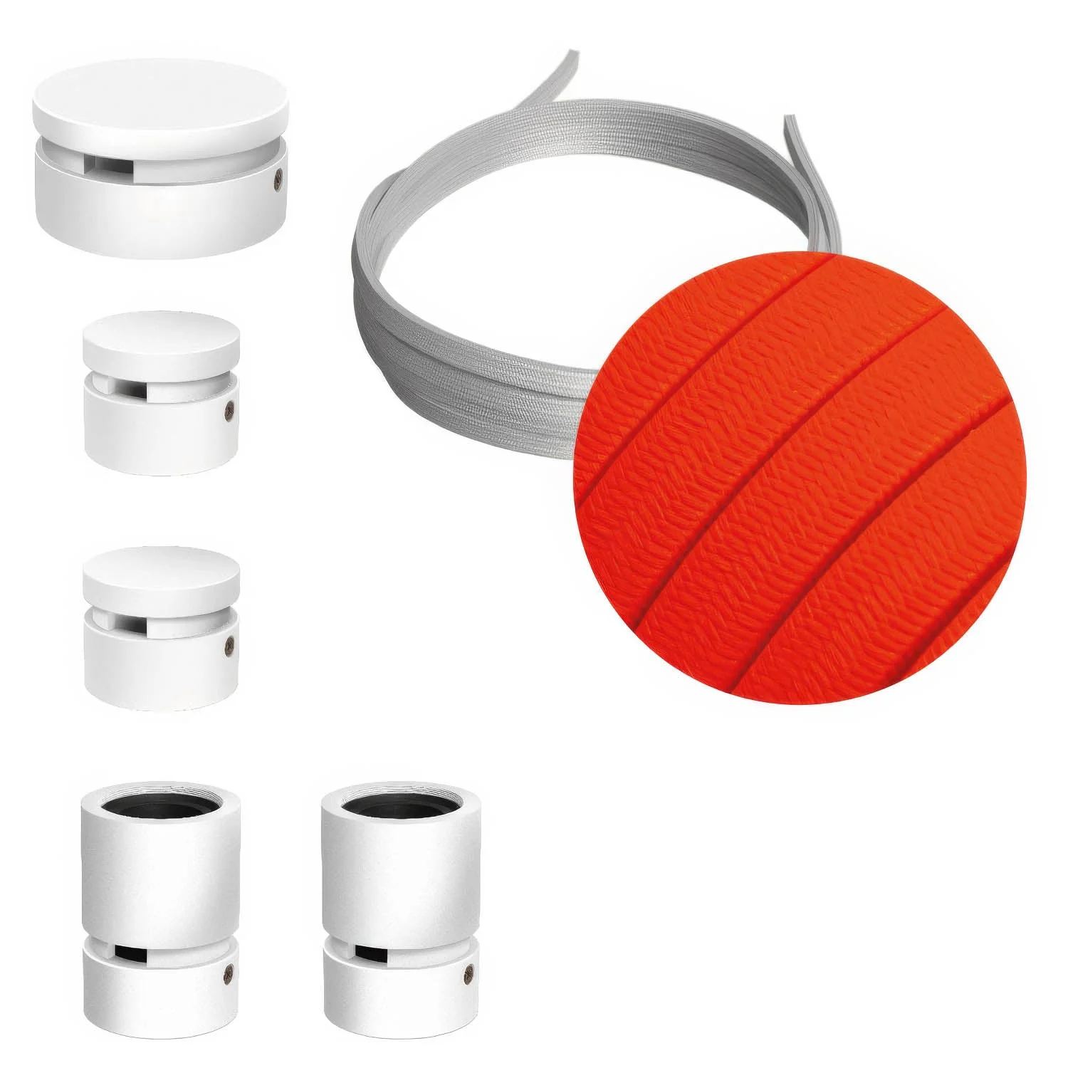 Système Filé Wiggle Kit - avec câble CF15 de 3 m pour guirlande lumineuse et 5 composants en bois laqué blanc pour intérieur