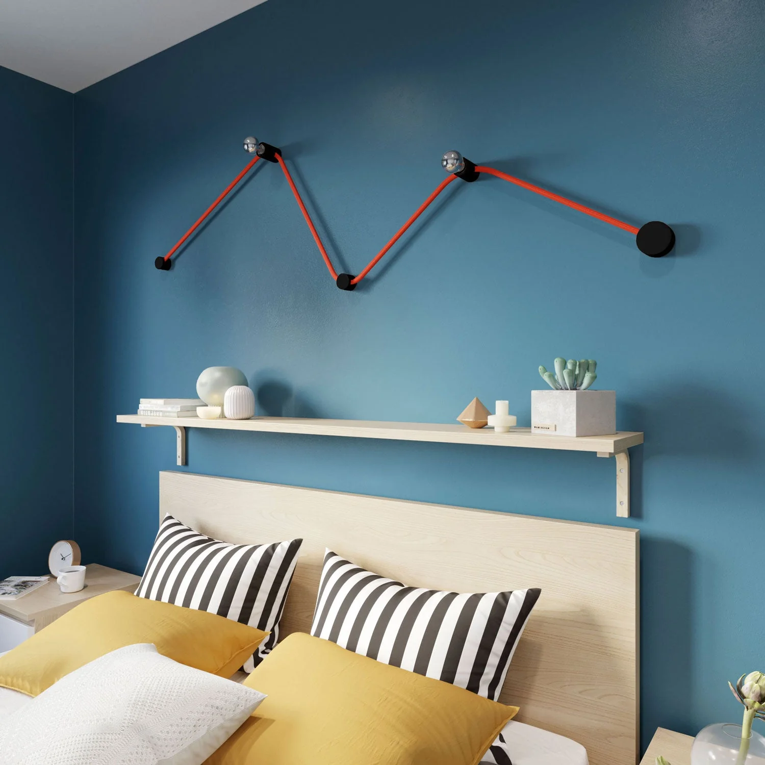 Système Filé Wiggle Kit - avec câble CF15 de 3 m pour guirlande lumineuse et 5 éléments en bois peint noir pour intérieur - Image 2