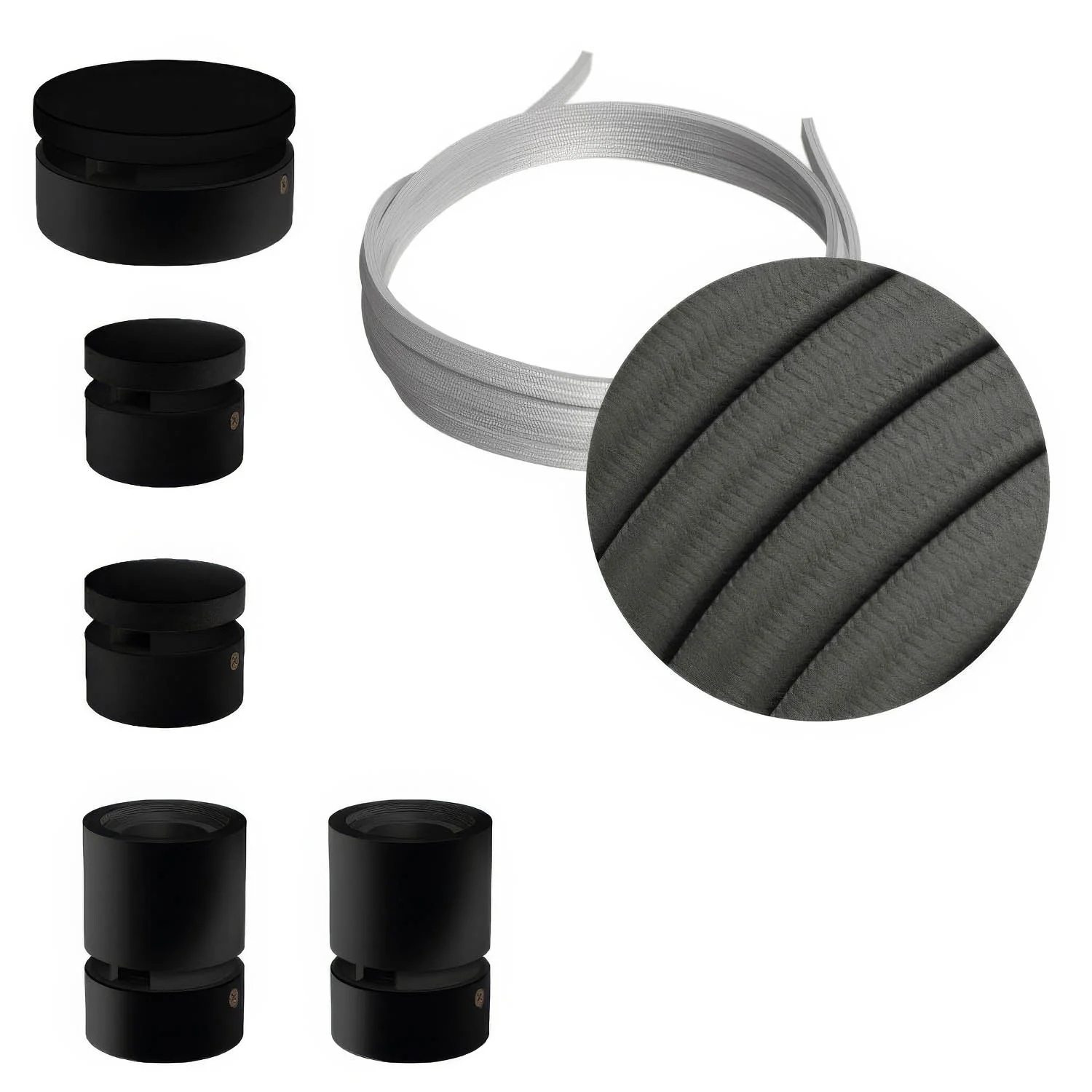 Kit Filé Wiggle - avec câble CM03 de 3 m pour guirlande lumineuse et 5 éléments en bois peint en noir pour l’intérieur