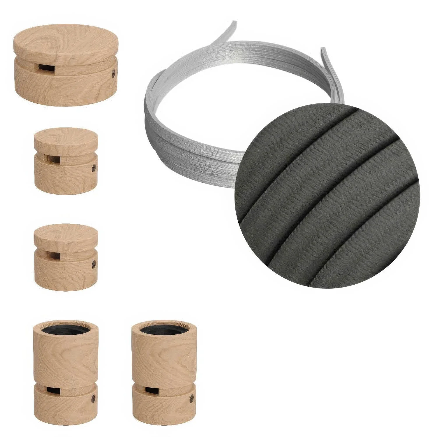 Système Filé Wiggle Kit - avec câble CM03 de 3 m pour guirlande lumineuse et 5 composants en bois pour intérieur