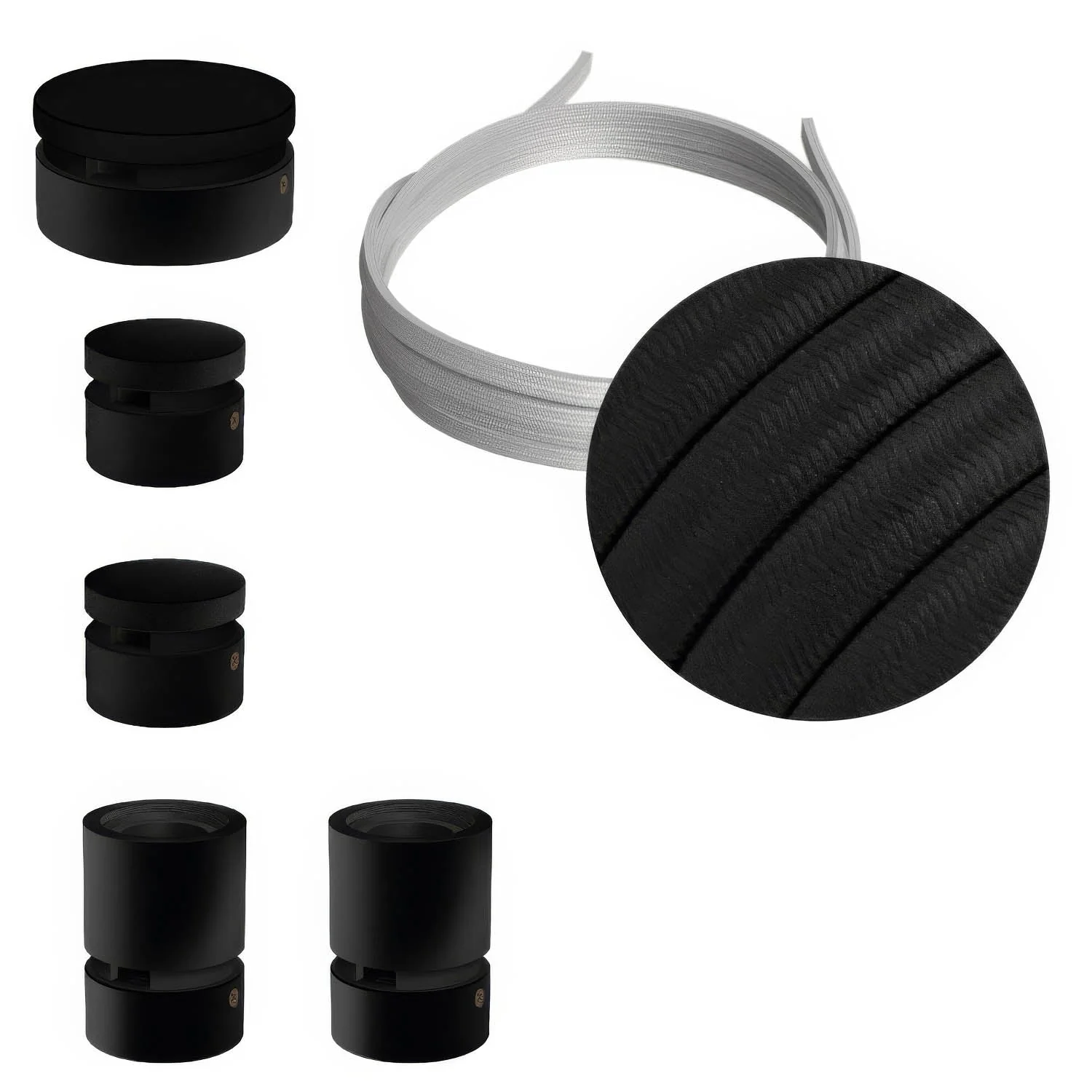 Système Filé Wiggle Kit - avec câble CM04 de 3 m pour guirlande lumineuse et 5 composants en bois peint en noir pour intérieur