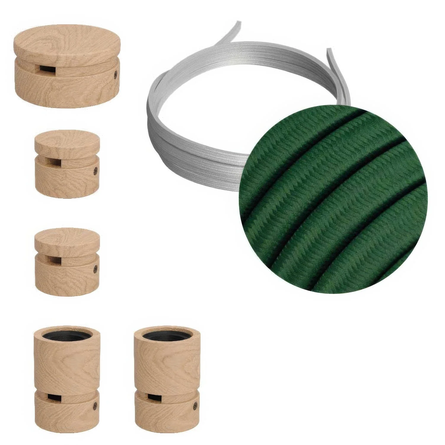 Système Filé Wiggle Kit - avec câble CM21 de 3 m pour guirlande lumineuse et 5 composants en bois pour intérieur