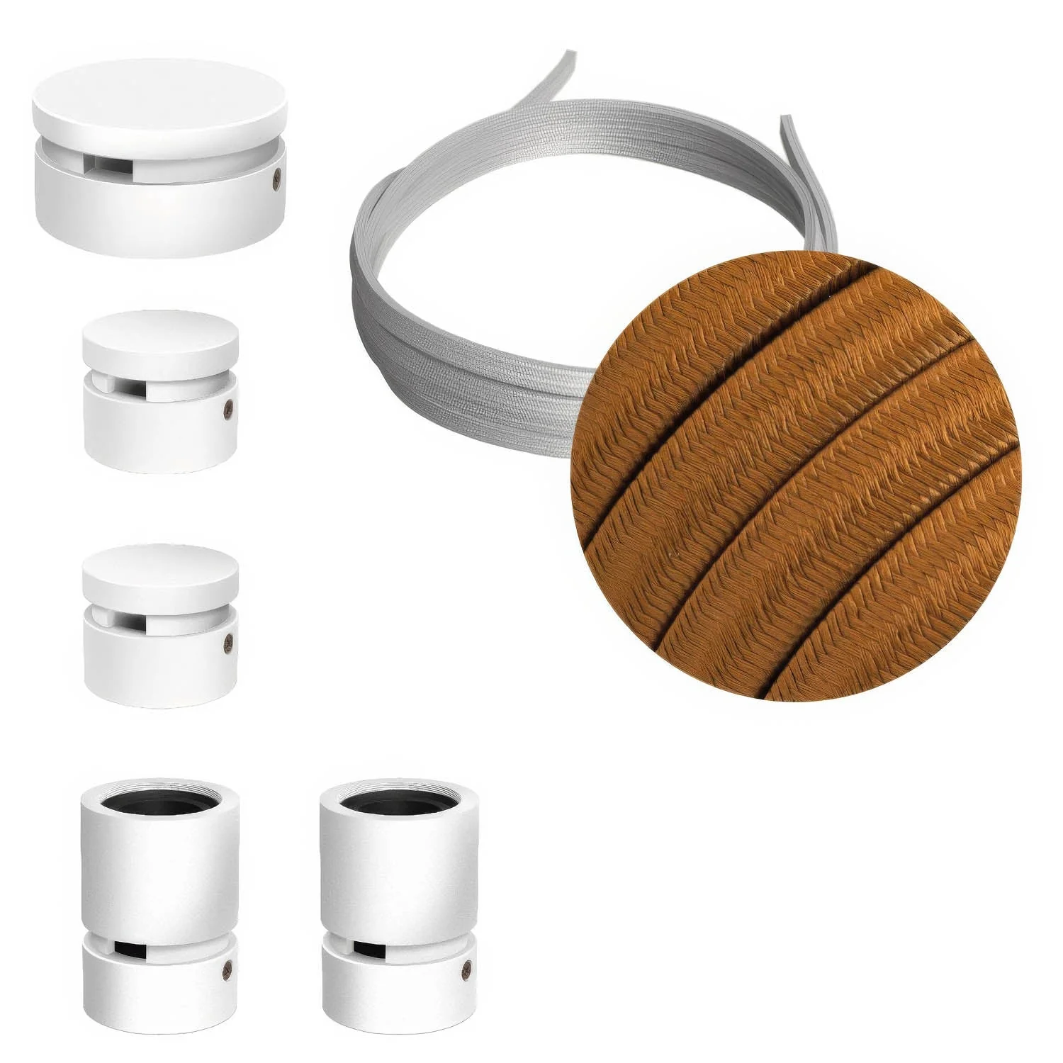 Système Filé Wiggle Kit - avec câble CM22 de 3 m pour guirlande lumineuse et 5 éléments en bois peint blanc pour intérieur