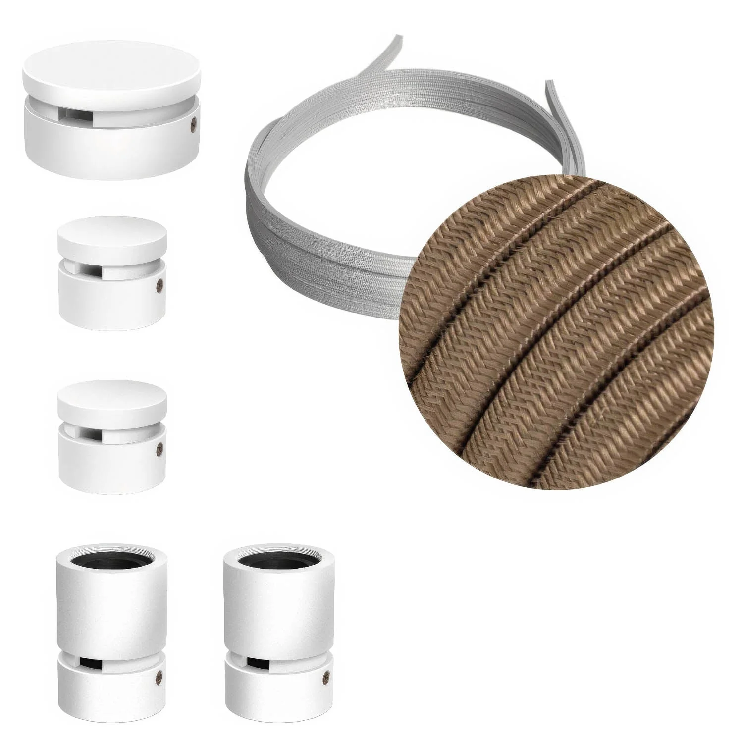 Système Filé Wiggle Kit - avec câble CM27 de 3 m pour guirlande lumineuse et 5 composants en bois peint blanc pour intérieur