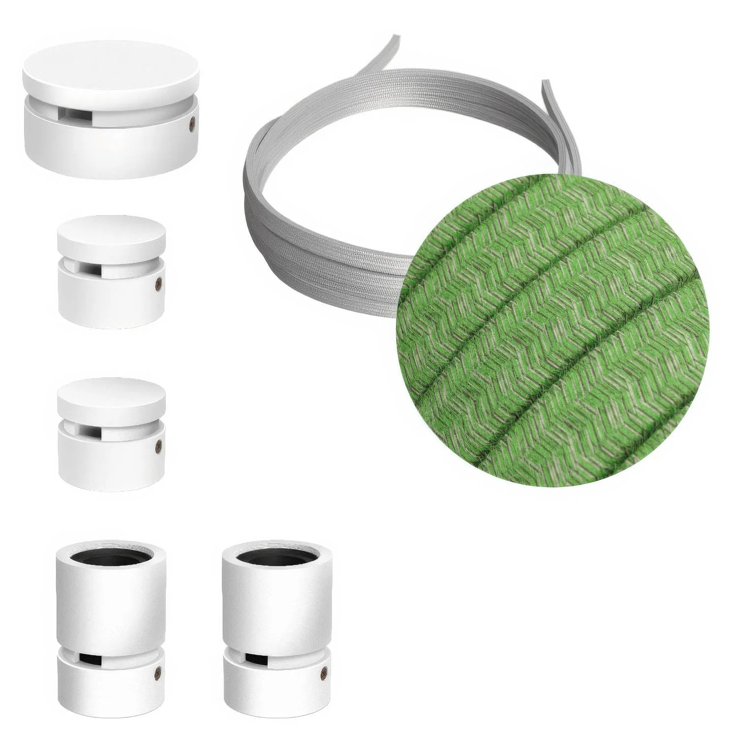 Système Filé Wiggle Kit - avec câble CX08 de 3 m pour guirlande lumineuse et 5 éléments en bois laqué blanc pour intérieur