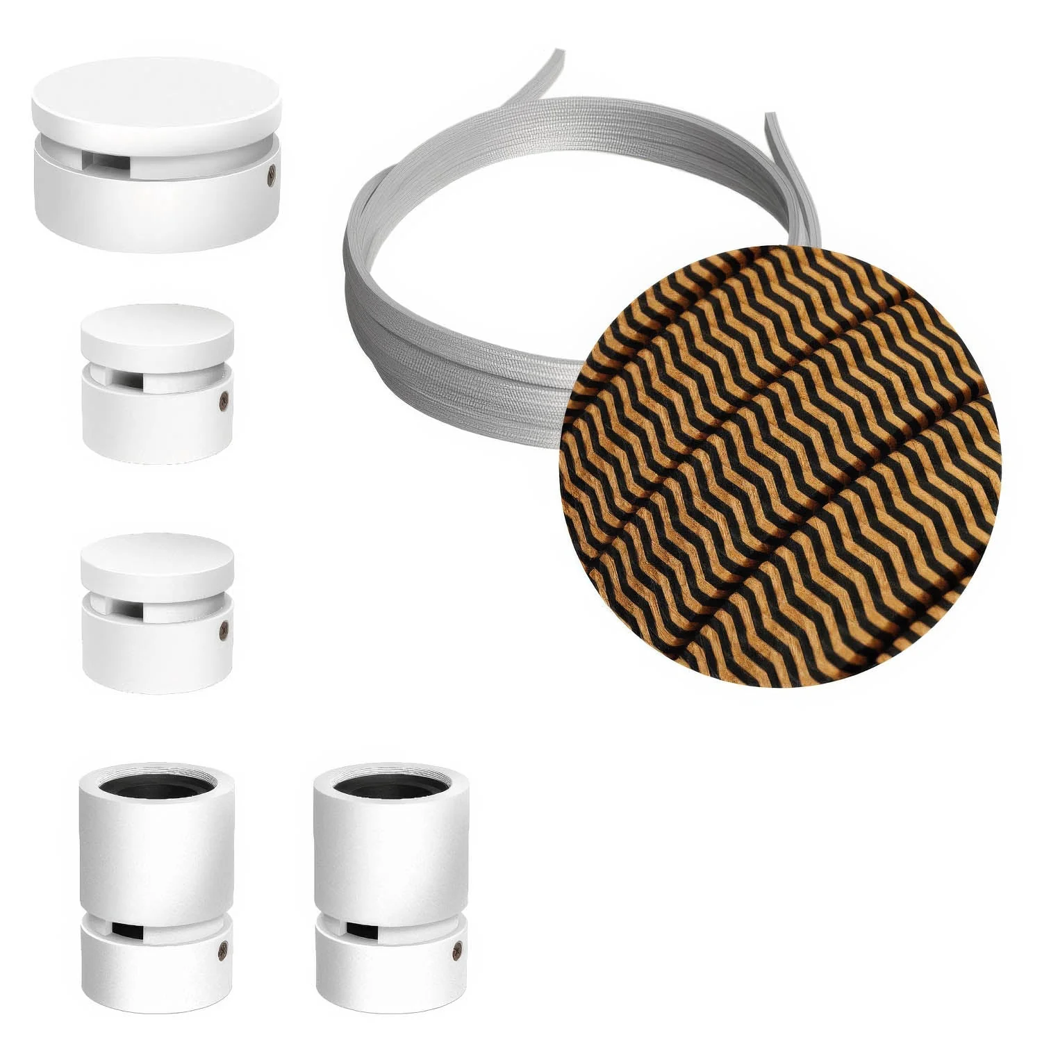 Système Filé Wiggle Kit - avec câble CZ22 de 3 m pour guirlande lumineuse et 5 composants en bois laqué blanc pour intérieur