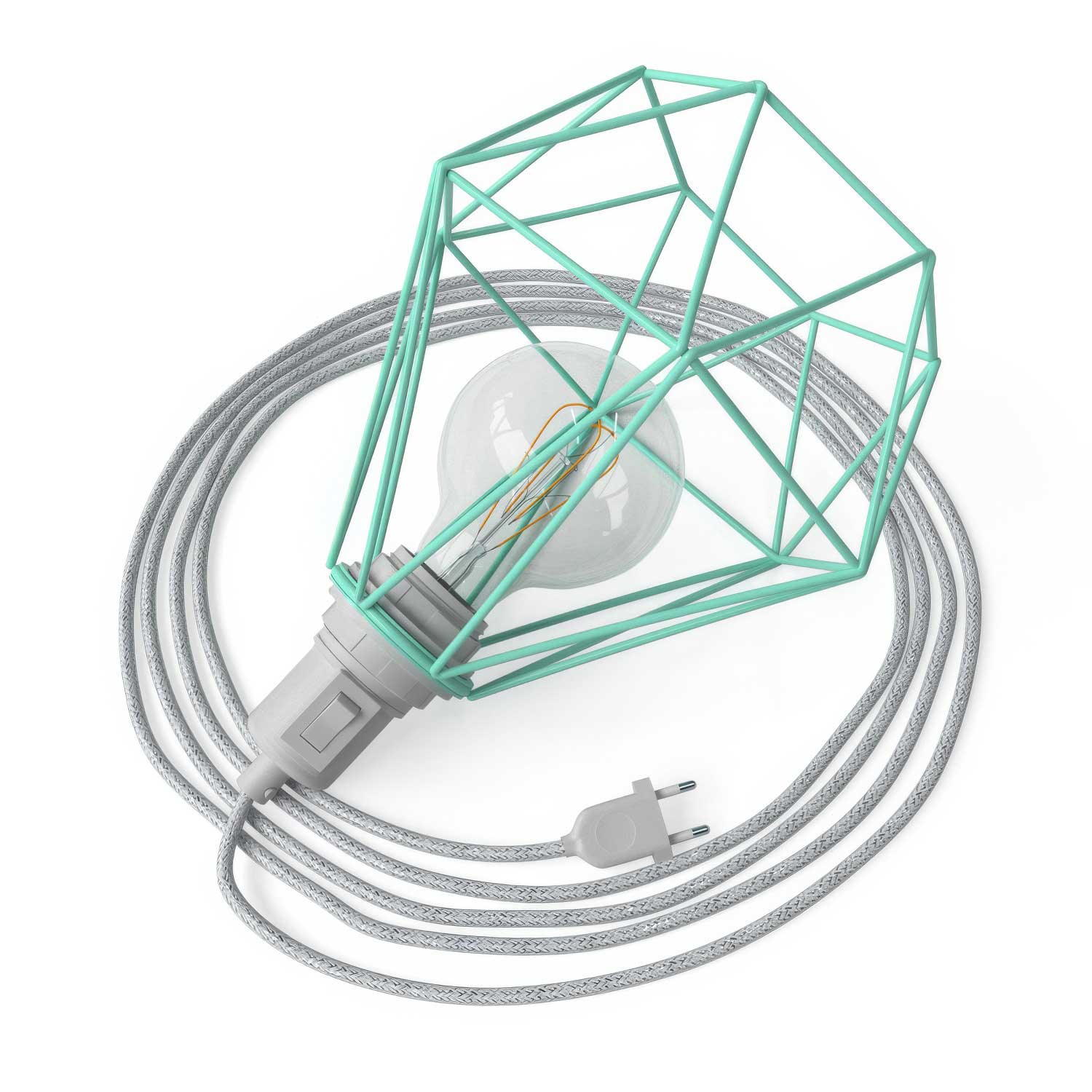 Table Snake - Lampe plug-in avec abat-jour cage Diamond - Turquoise