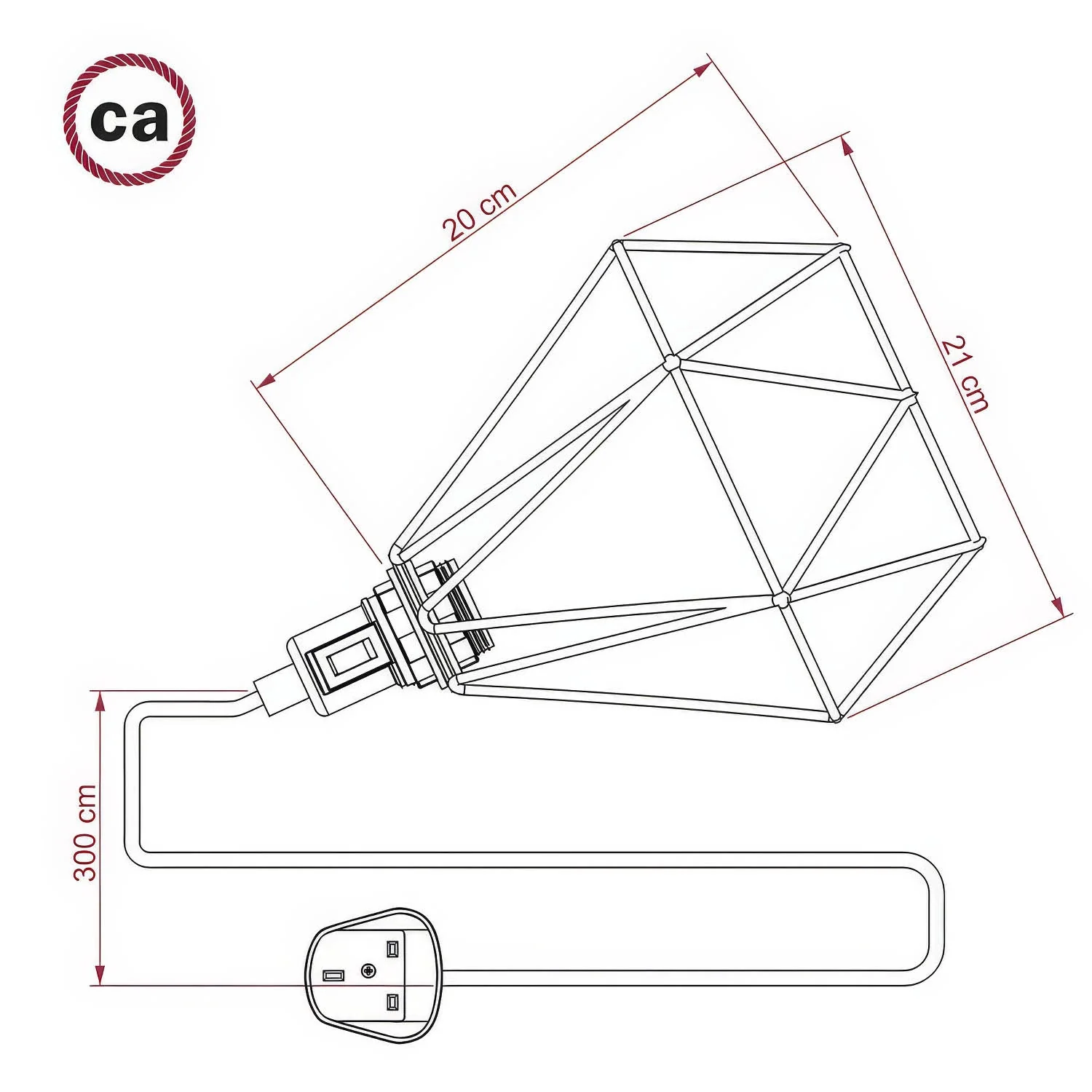 Table Snake - Lampe plug-in avec fiche UK et abat-jour cage Diamond - Turquoise - Image 4