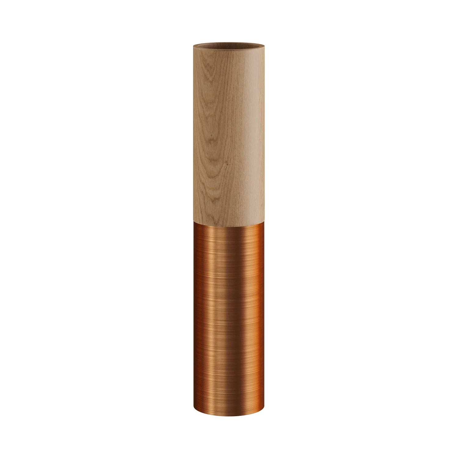 Tub-E14, tube en bois et métal pour spot avec double douille E14 - Neutre et cuivre satiné - Image 3