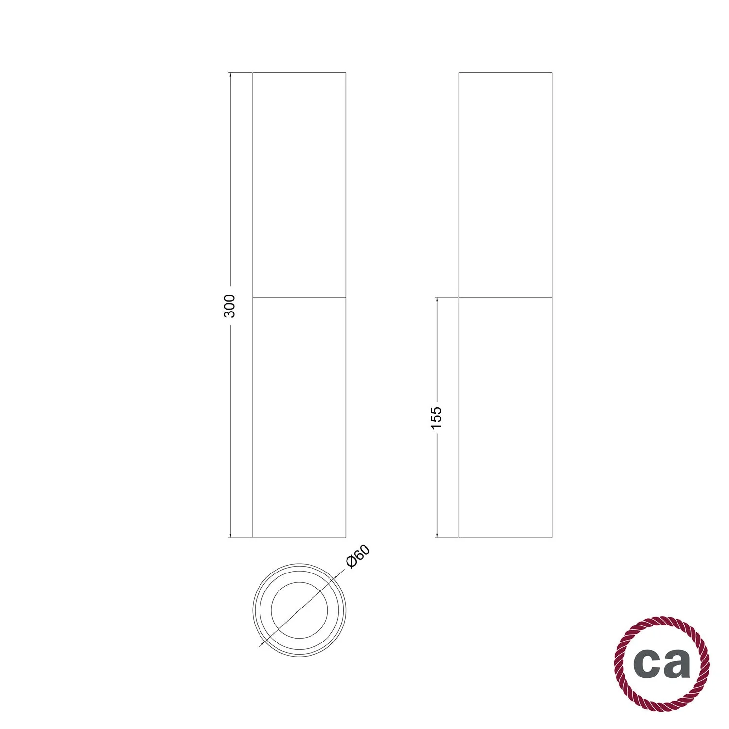 Tub-E14, tube en bois et métal pour spot avec douille double bague E14 - Neutre et Titane satiné - Image 6