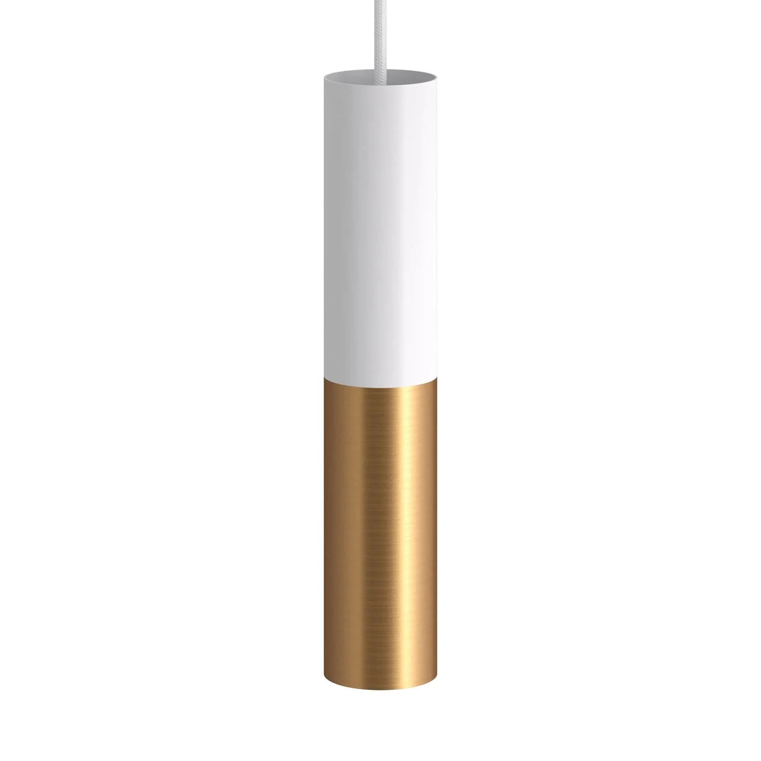 Tub-E14, tube en métal double pour spot avec douille double bague E14 - Blanc mat et Bronze satiné