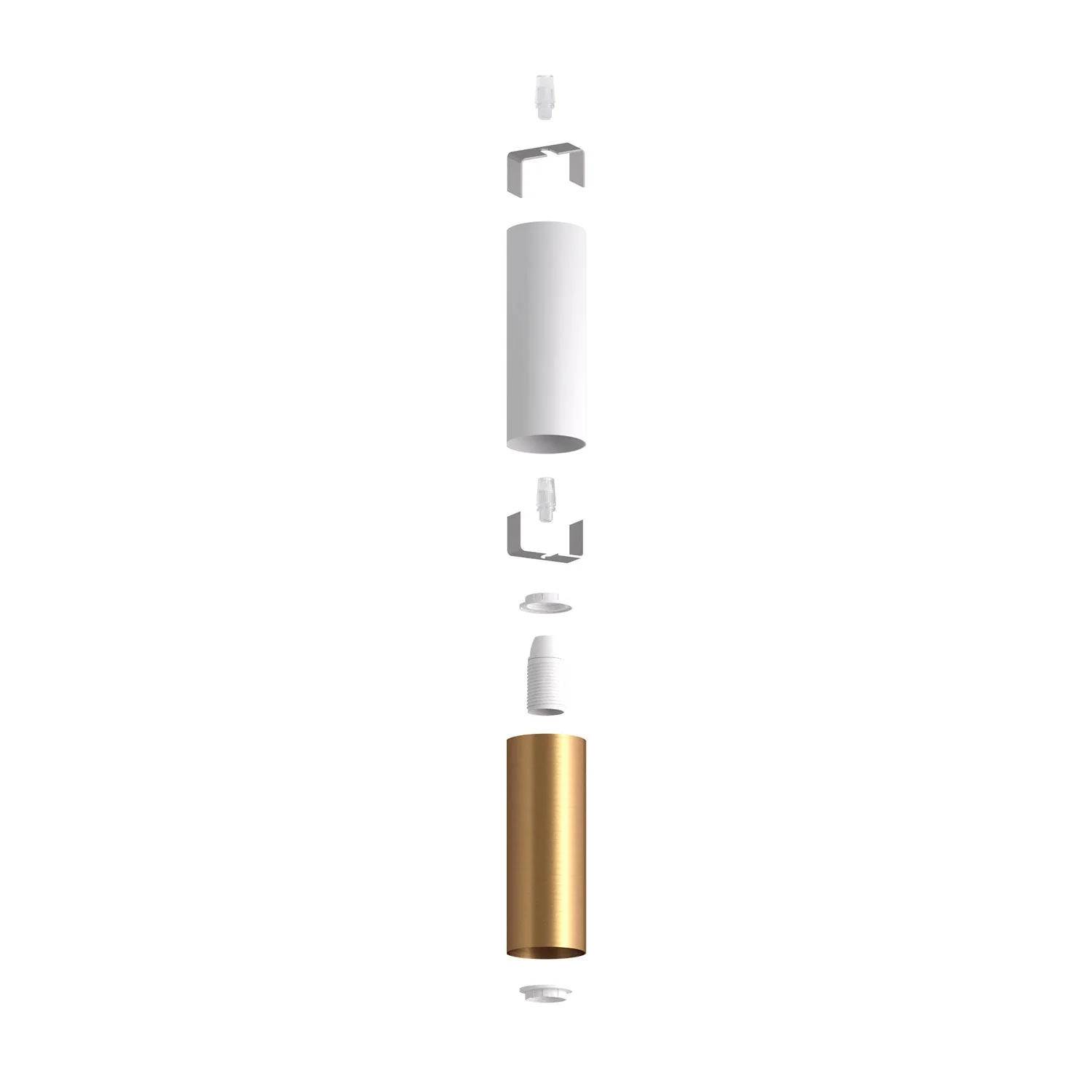 Tub-E14, tube en métal double pour spot avec douille double bague E14 - Blanc mat et Bronze satiné - Image 2