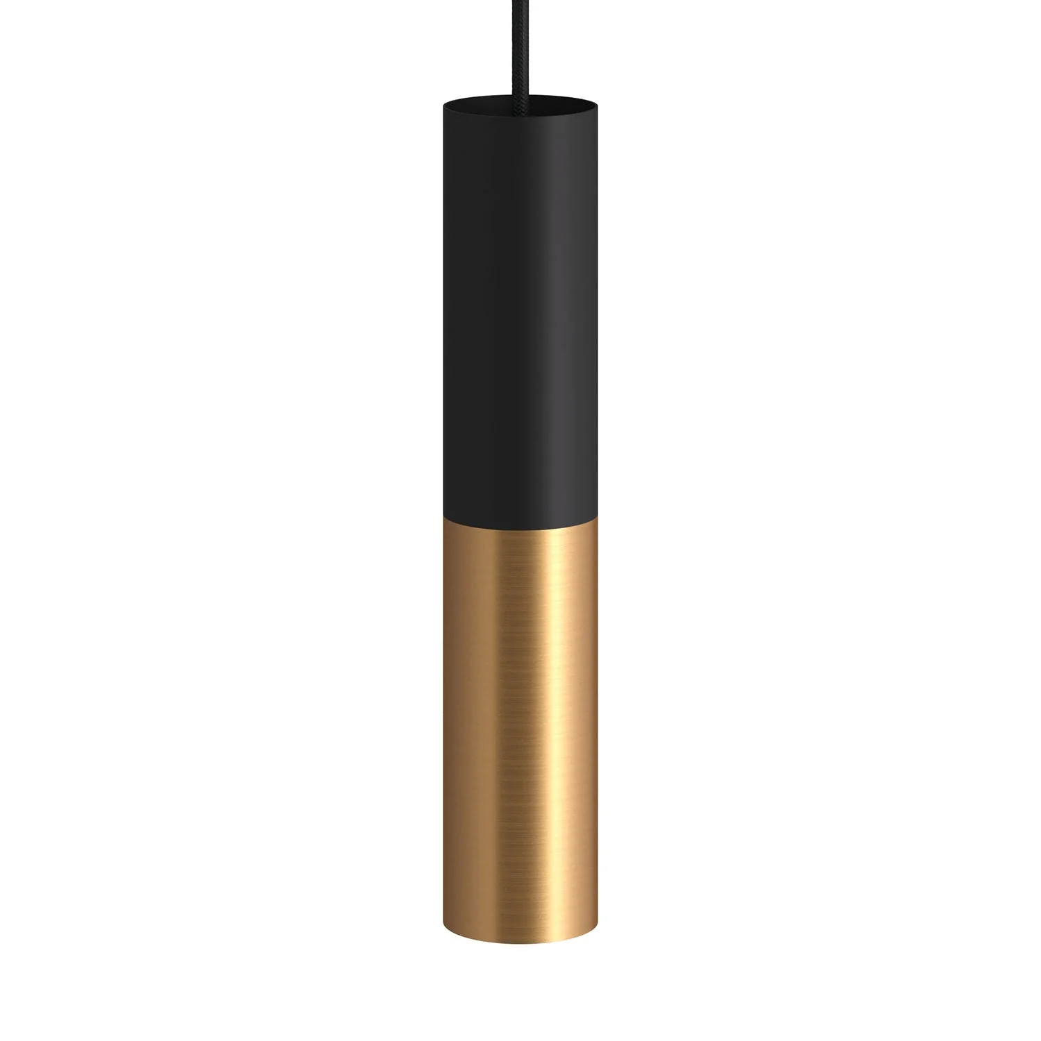 Tub-E14, tube en métal double pour spot avec douille double bague E14 - Noir et bronze satiné