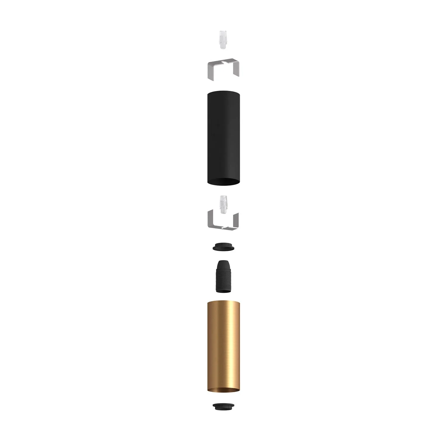 Tub-E14, tube en métal double pour spot avec douille double bague E14 - Noir et bronze satiné - Image 2