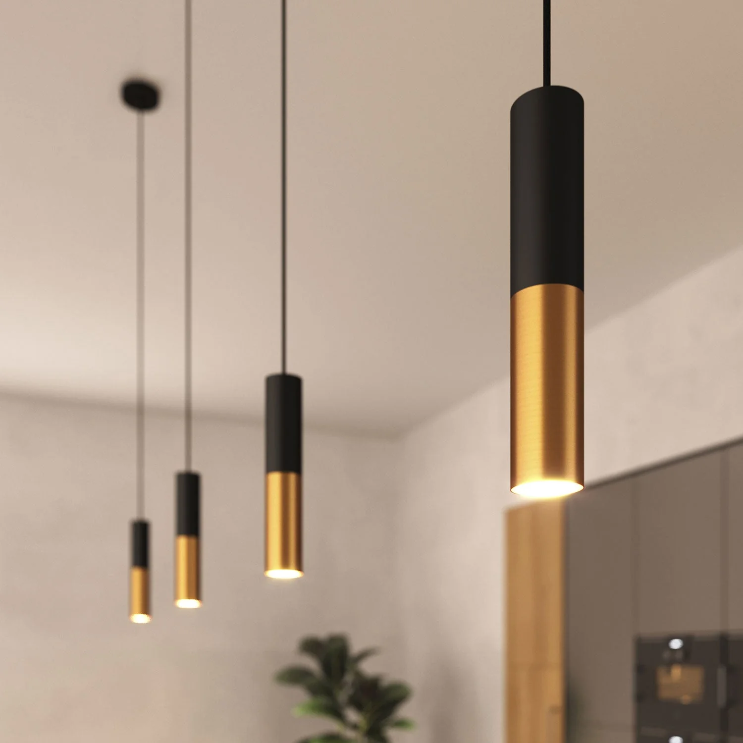 Tub-E14, tube en métal double pour spot avec douille double bague E14 - Noir et bronze satiné - Image 6