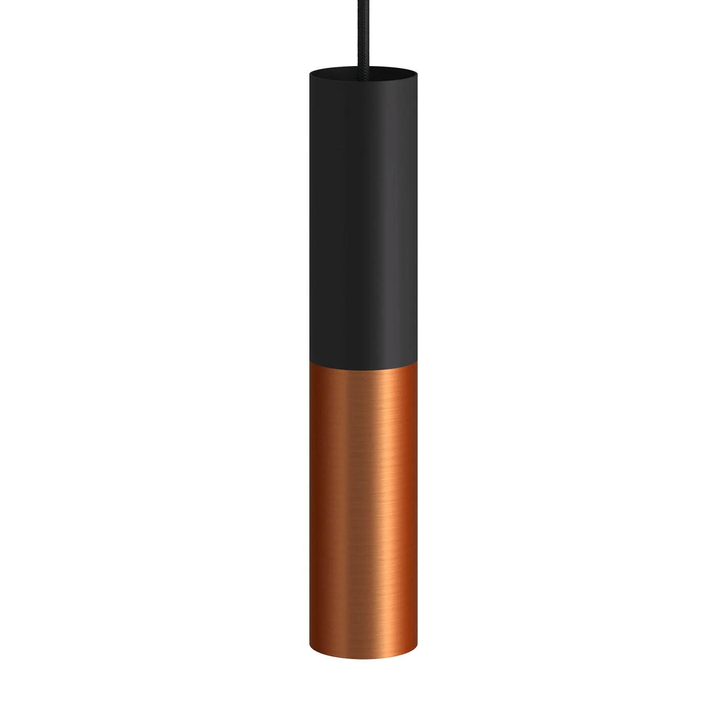 Tub-E14, tube en métal double pour spot avec douille double bague E14 - Noir et Cuivre satiné