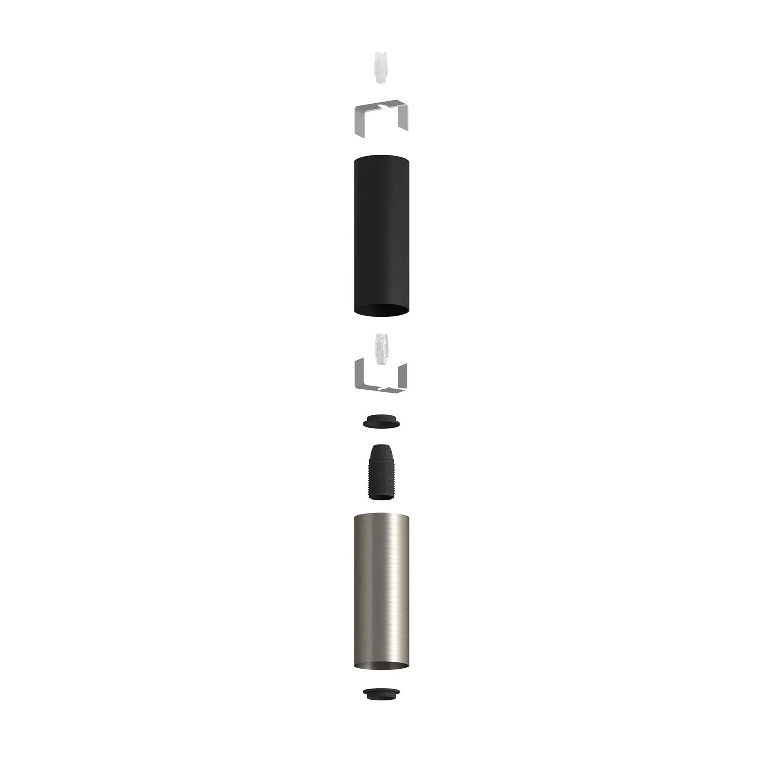Tub-E14, tube en métal double pour spot avec douille double bague E14 - Noir et Titane satiné - Image 2