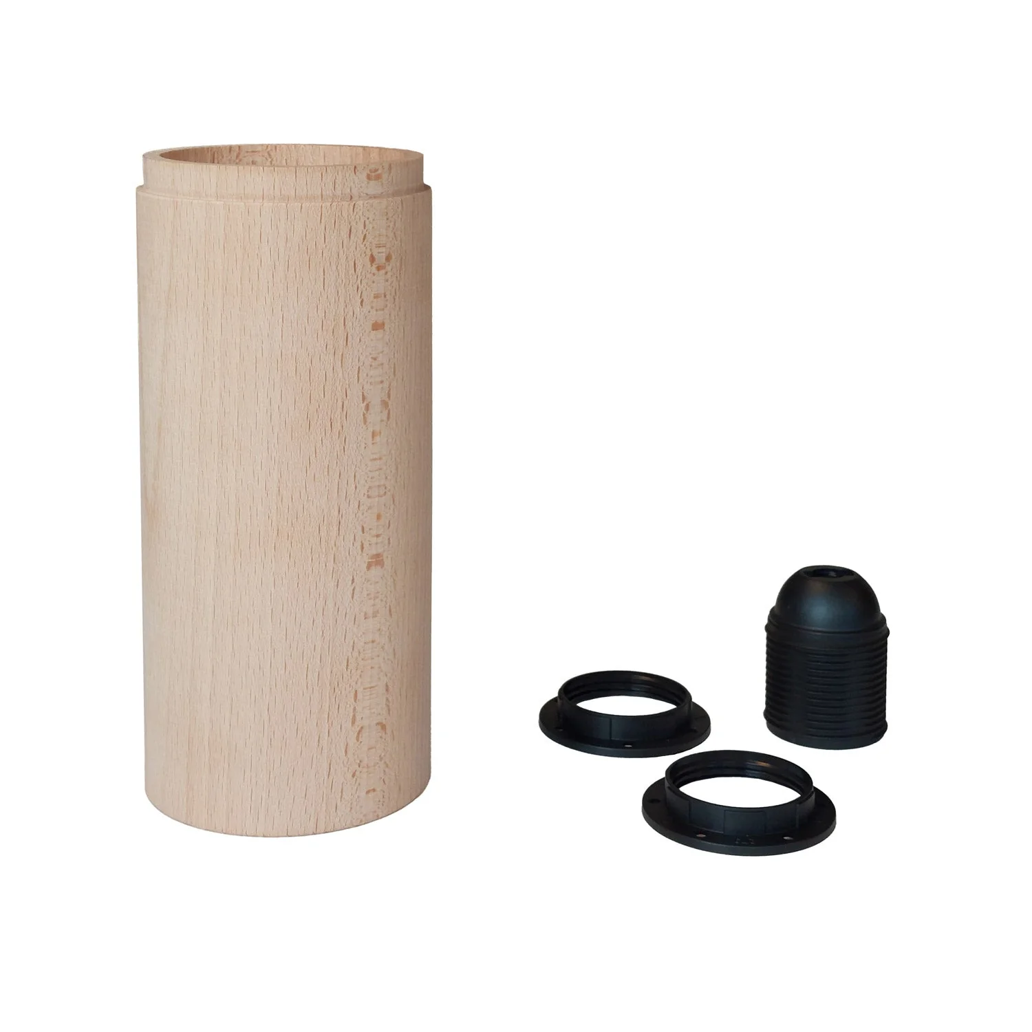 Tub-E27, abat-jour en bois pour lampe à spot avec douille double bague E27 - Neutre - Image 2