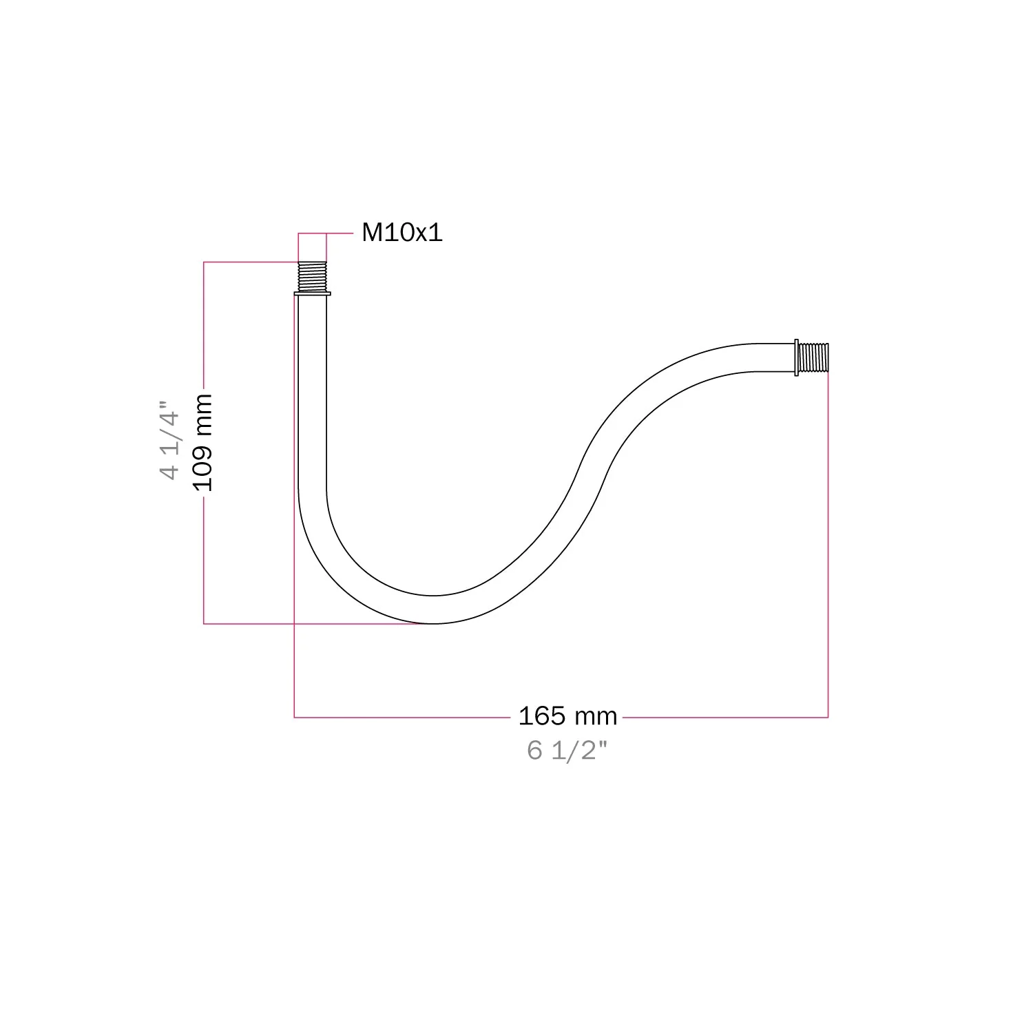 Tube d’extension courbé en S pour lampe, 16,5 cm en métal – Noir - Image 3