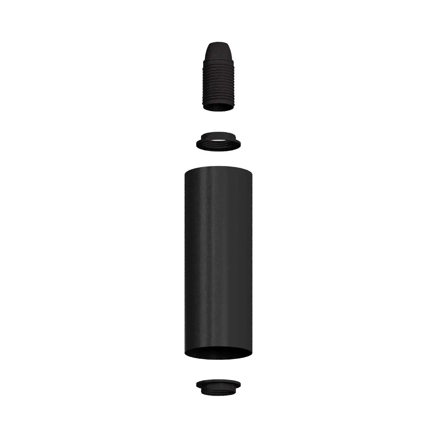 Tub-E12, spot tubulaire avec douille E12 double bague - Noir - Image 2
